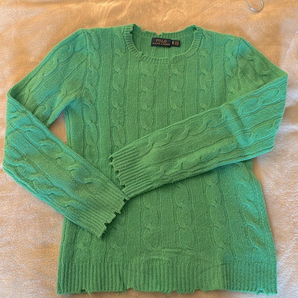 Polo Ralph Lauren distressed cable knit sweater SX